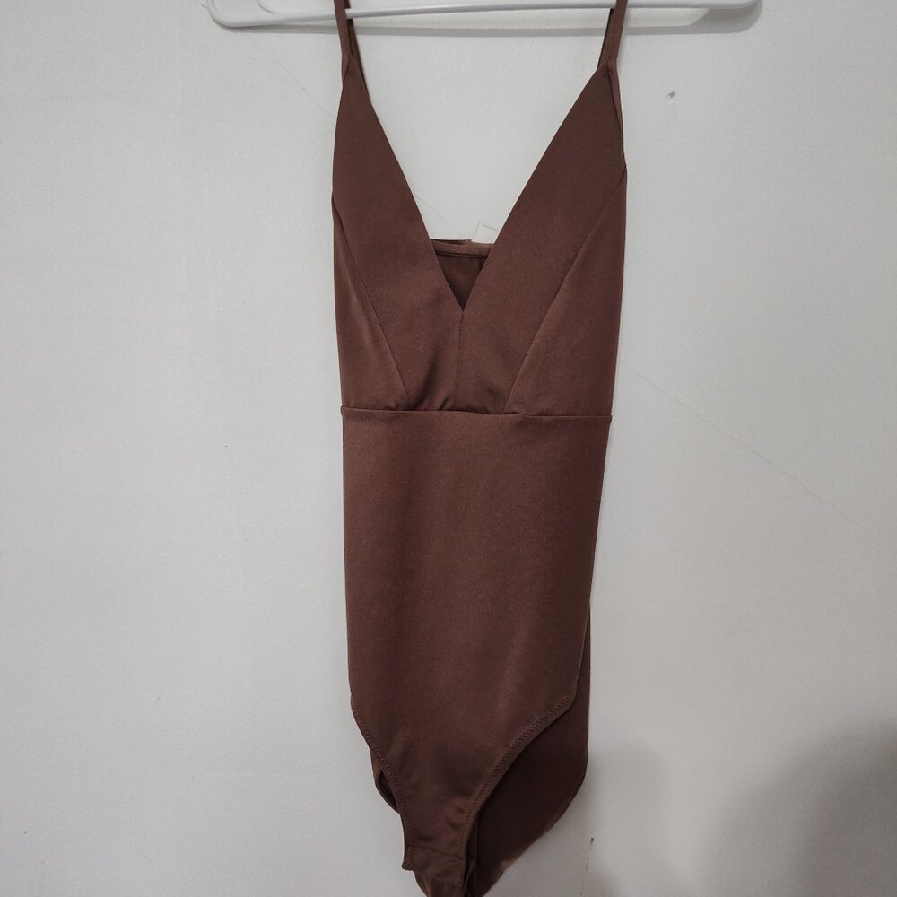 H&M Classic Mauve Brown Spaghetti Strap Stretch Bodysuit Camisole Shapewear Med